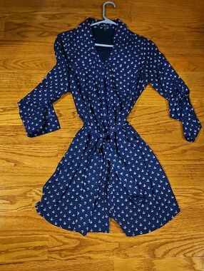 Express Navy Anchor Print Shirt Dress